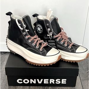 Converse Run Star Hike Platform Leather BNIB  - black/egret/gum - M-9/W-10.5